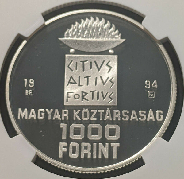 Hungary 1994 BP 1000 Forint Atlanta Olympics Swim NGC PF70 Ultra Cameo KM# 712