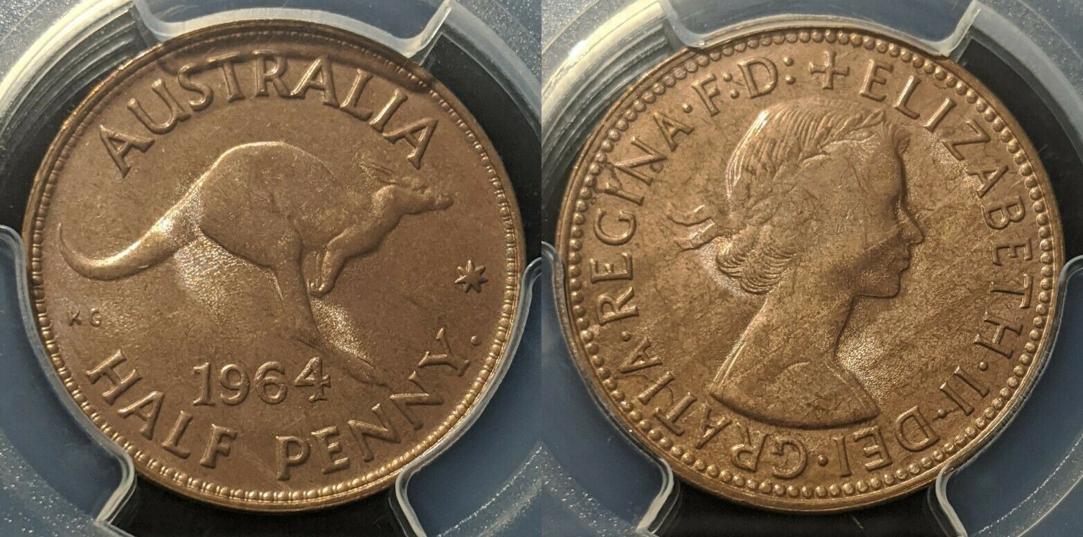 1964 (P) Austraila Half Penny 1/2d PCGS MS65 RD #1307