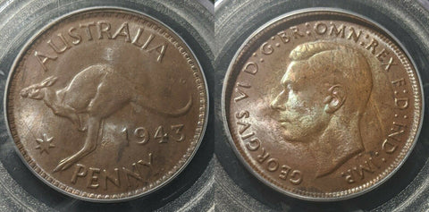 1943 (p) Penny 1d Australia MS63BN PCGS GEM UNC #1317