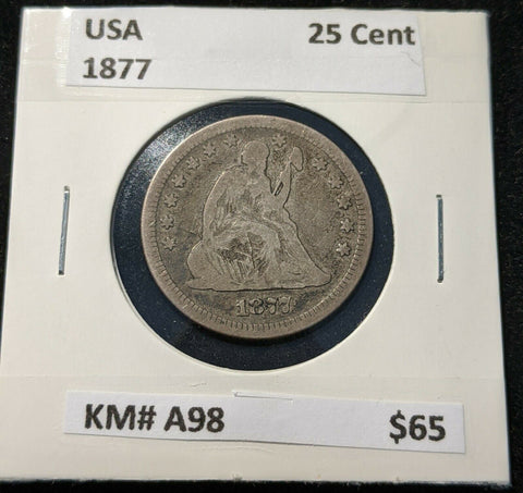 United States 1877 25 Cents KM# A98