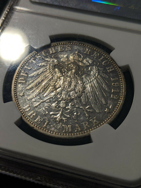 German States PRUSSIA 1912A 3 Mark NGC AU50 KM# 527 #1326