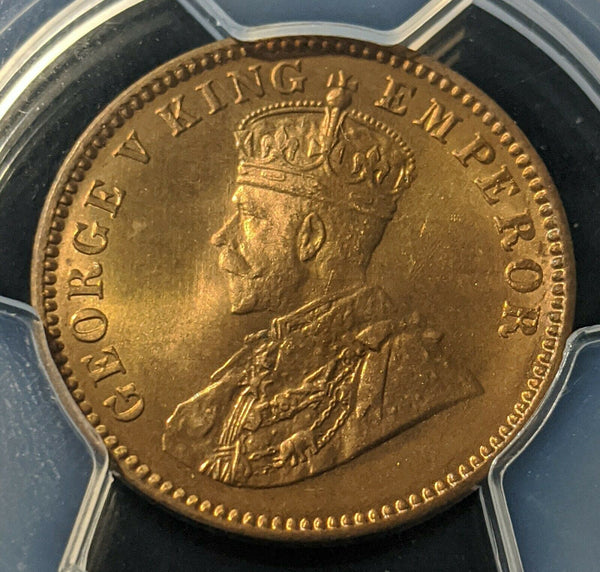 India 1935(c) One Quarter Anna sw-8.384 Prid-675 - PCGS MS66RD GEM UNC #1336