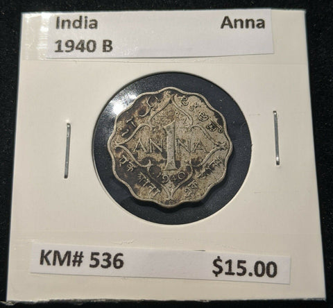 India 1940 B Anna KM# 536