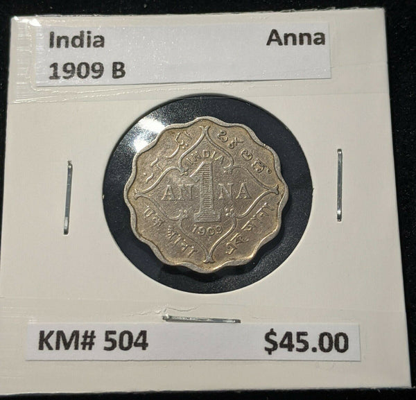 India 1909 B Anna KM# 504