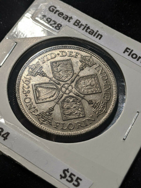 Great Britain 1928 Florin KM# 834