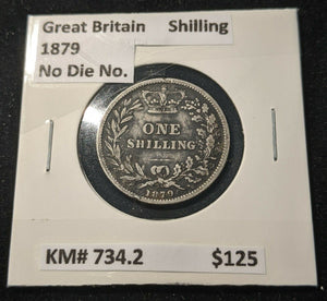 Great Britain 1879 Shilling No Die No. KM# 734.2