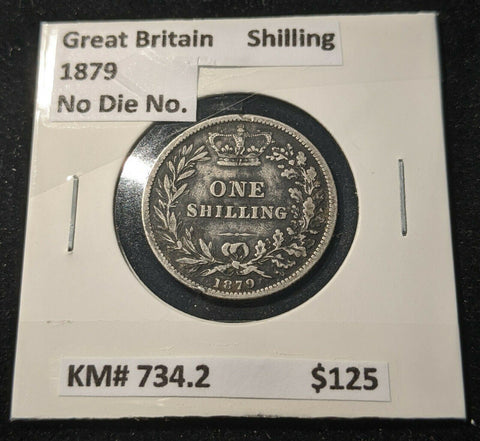 Great Britain 1879 Shilling No Die No. KM# 734.2
