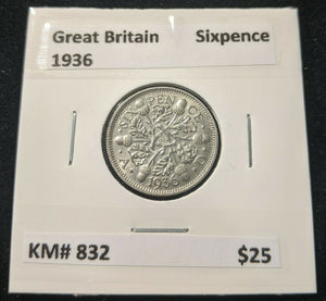 Great Britain 1936 Sixpence 6d KM# 832