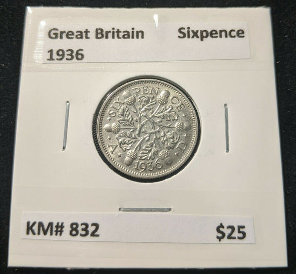 Great Britain 1936 Sixpence 6d KM# 832