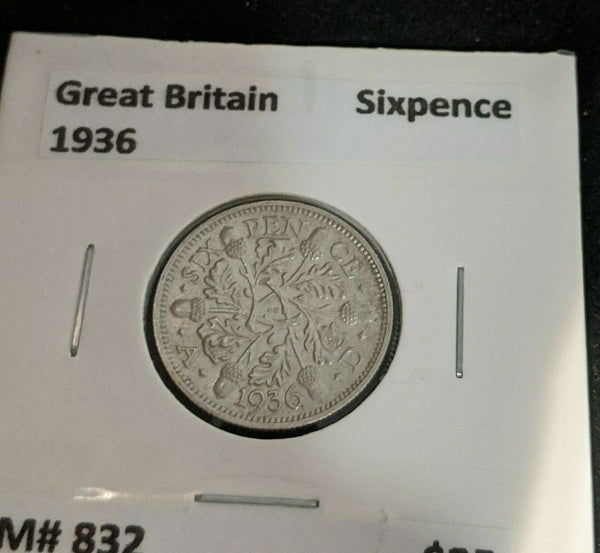 Great Britain 1936 Sixpence 6d KM# 832