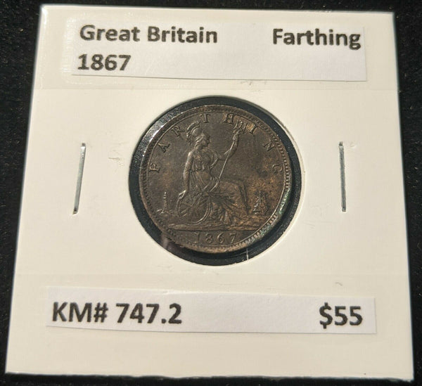 Great Britain 1867 1/4 Farthing KM# 747.2