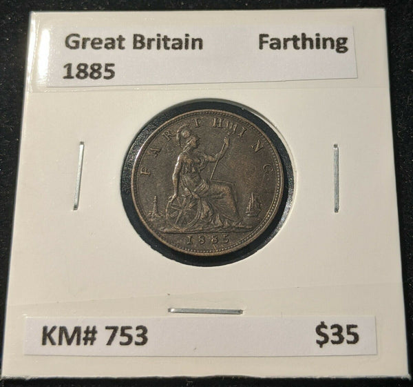 Great Britain 1885 1/4 Farthing KM# 753