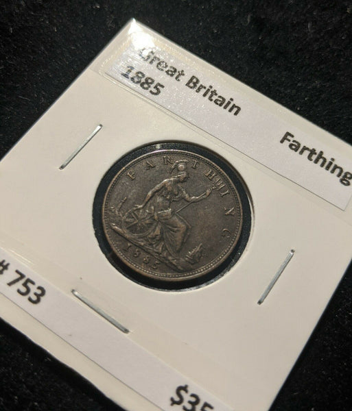 Great Britain 1885 1/4 Farthing KM# 753