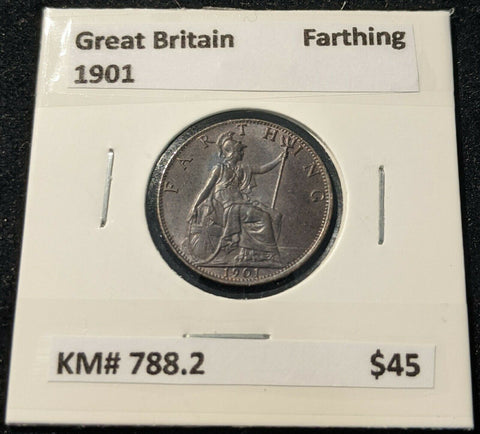 Great Britain 1901 1/4 Farthing KM# 788.2