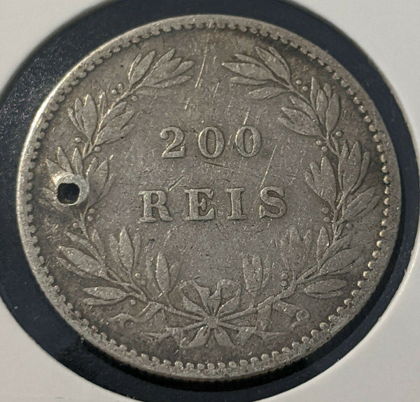 Portugal 1871 holed 200 REIS KM# 512