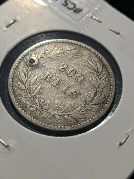 Portugal 1871 holed 200 REIS KM# 512