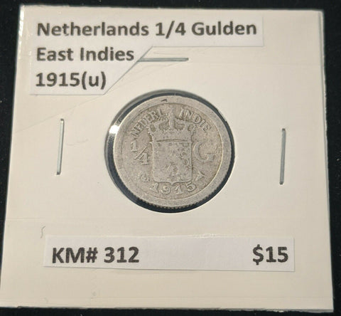 Netherlands East Indies 1915(u) 1/4 GULDEN  KM# 312