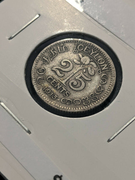 Ceylon 1913 25 cents KM# 105