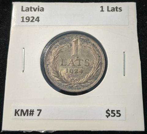 Latvia 1924 1 Lats KM#7  #15B