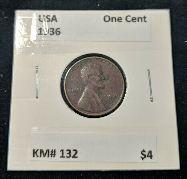 USA 1936 One Cent  KM# 132