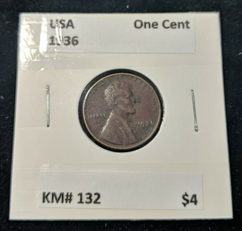 USA 1936 One Cent  KM# 132