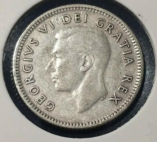 Canada 1951 10 Cent  KM# 43 die crack #402   9B