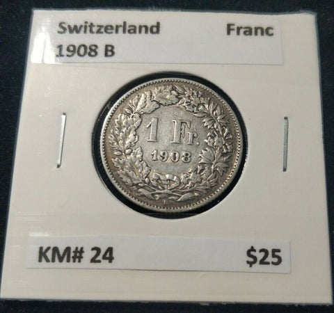 Switzerland 1908 B Franc KM# 24	#20B