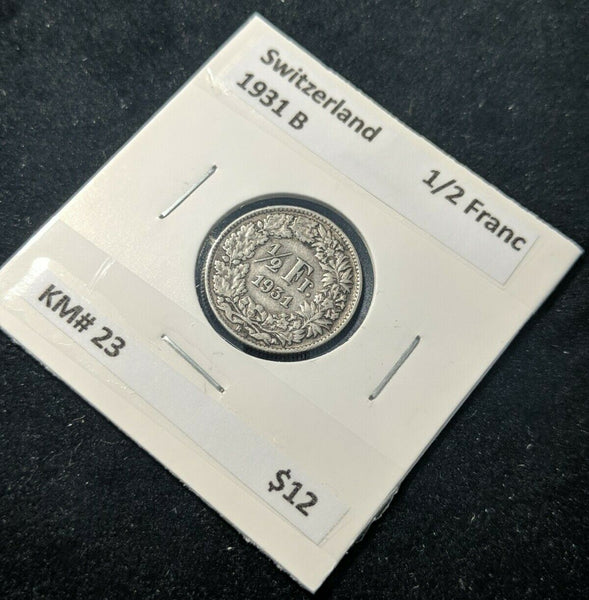 Switzerland 1931 B ½ Franc KM# 23  #12B