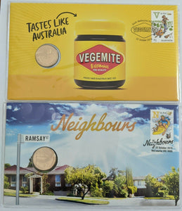 2019 Australia PNCs 2 x $1 UNC Coins - Vegemite & Neighbours