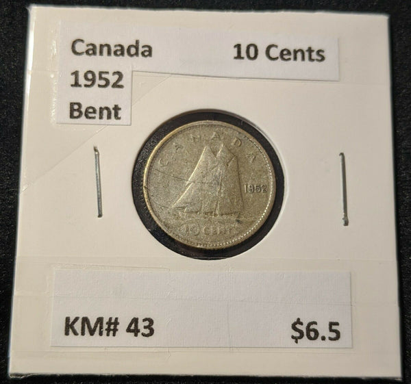 Canada 1952  Bent 10 Cent  KM# 43 #442    9C
