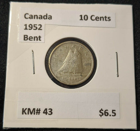 Canada 1952  Bent 10 Cent  KM# 43 #442    9C