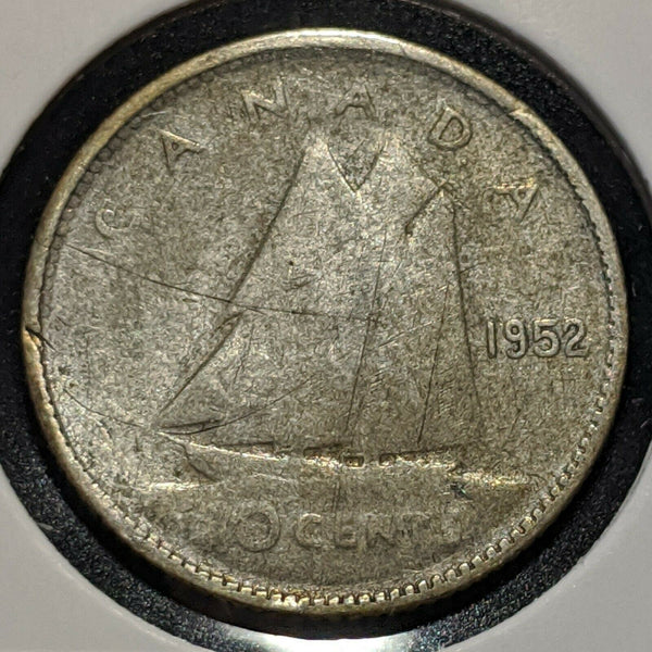 Canada 1952  Bent 10 Cent  KM# 43 #442    9C