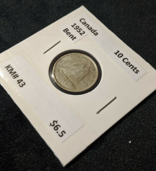 Canada 1952  Bent 10 Cent  KM# 43 #442    9C
