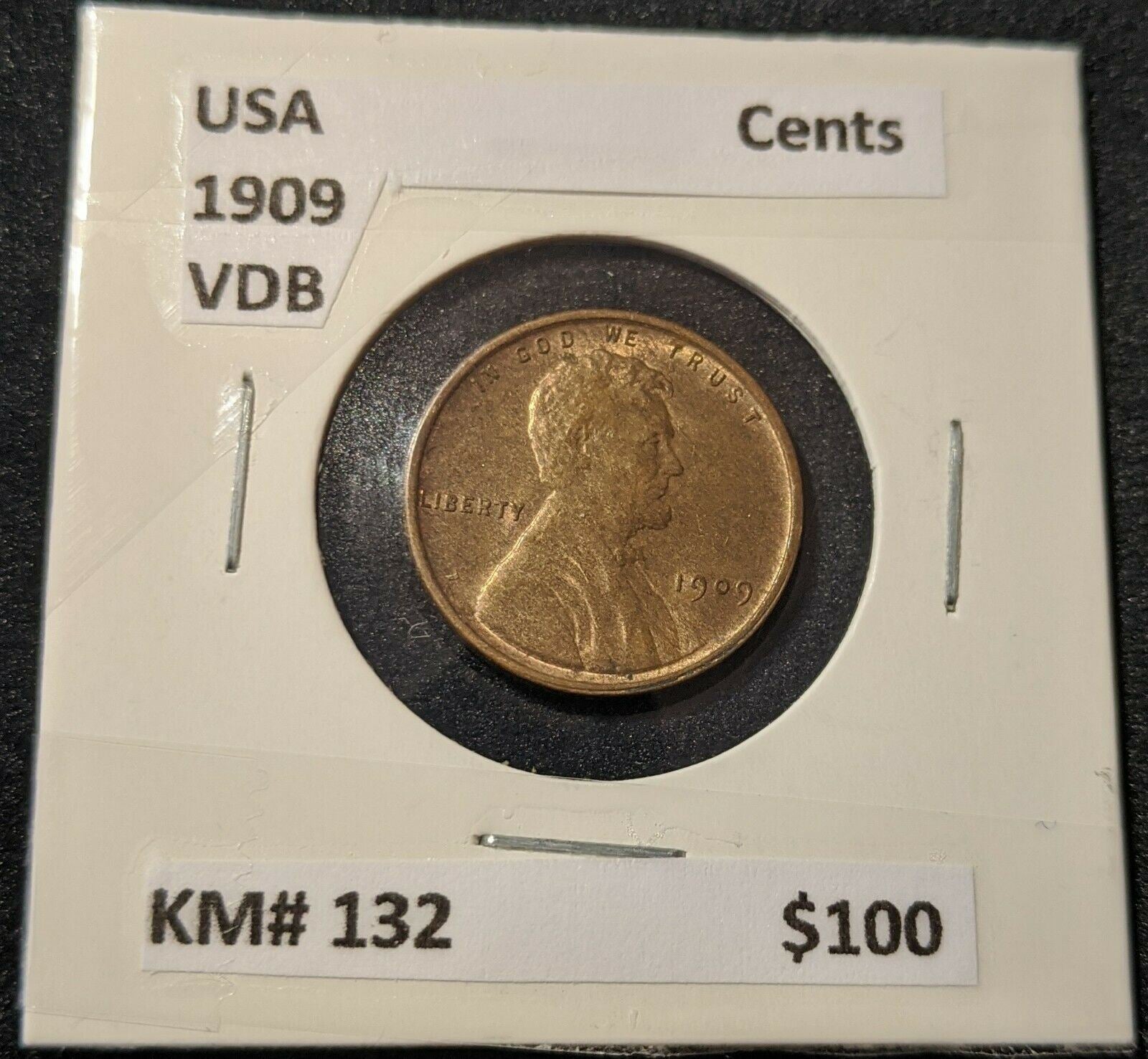 USA 1909 VDB One Cent  KM# 132