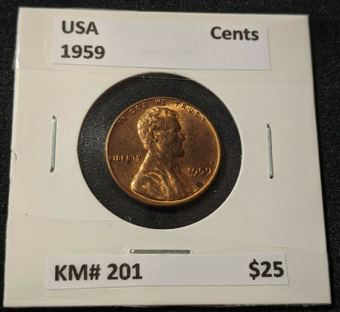 USA 1959 One Cent  KM# 201