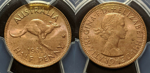 1961 (P) Half Penny 1/2d Australia PCGS MS64RD GEM UNC #1392