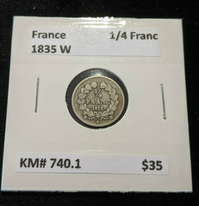 France 1835 W 1/4 Franc KM# 740.1