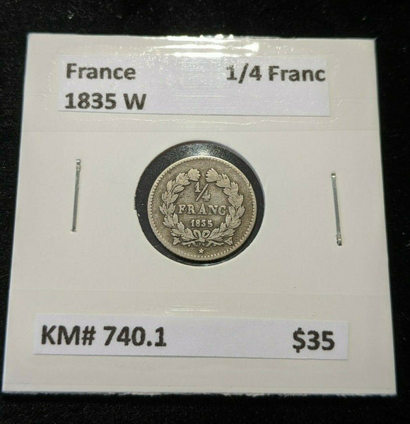 France 1835 W 1/4 Franc KM# 740.1