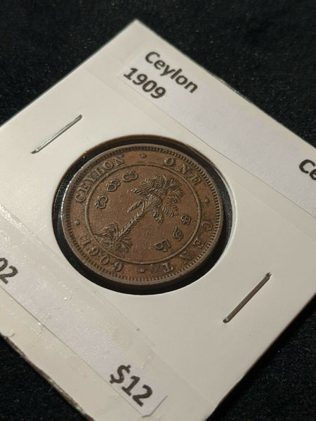 Ceylon 1909 Cent KM# 102