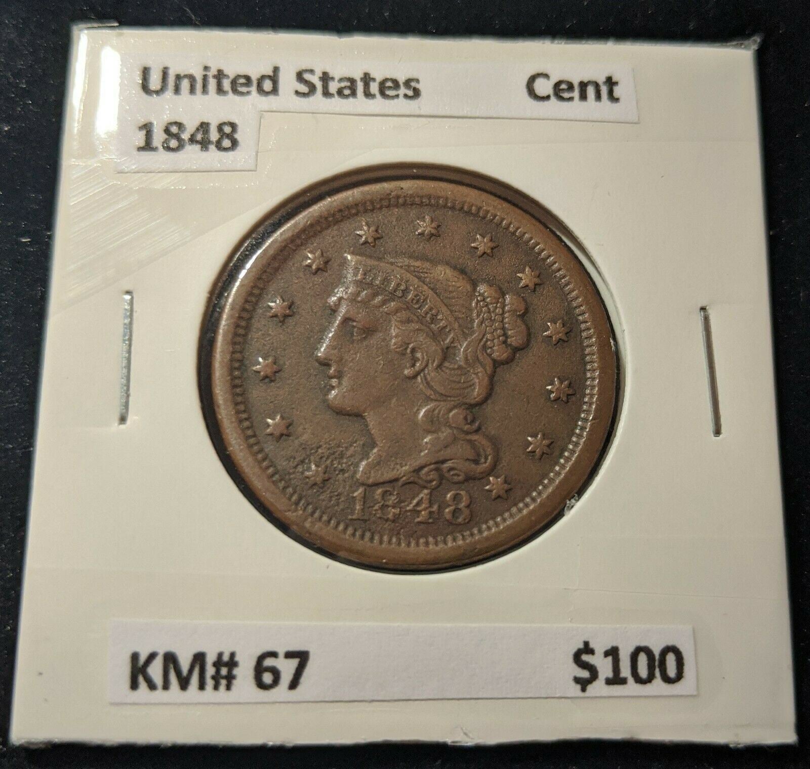 USA 1848 Cent 1c KM# 67