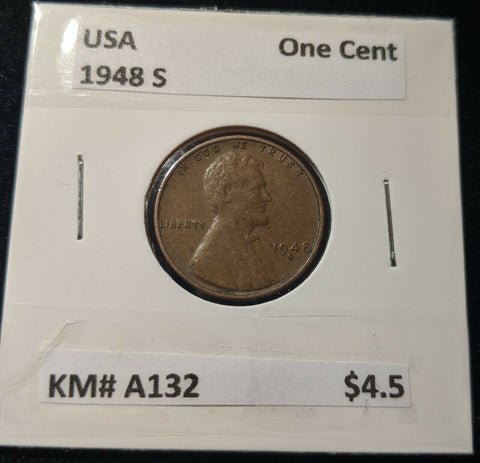 USA 1948 S One Cent  KM# A132