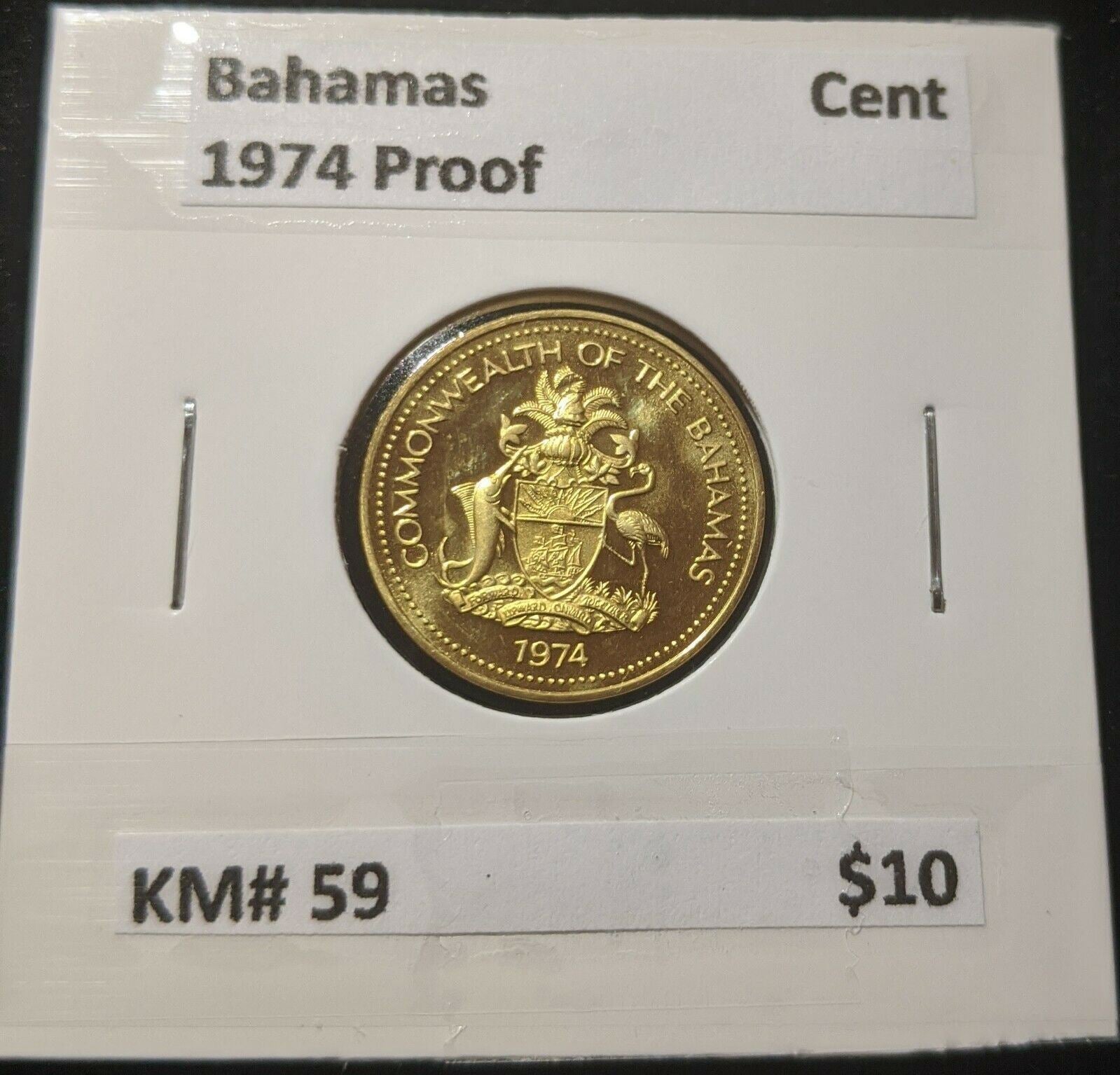 Bahamas 1974 Proof One Cent 1c KM# 59