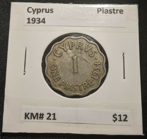 Cyprus 1934 One Piastre KM# 21 #155  #11A