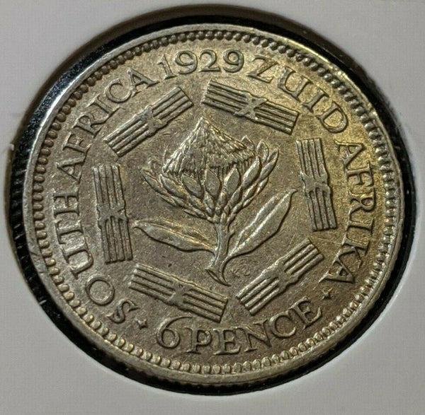 South Africa 1929 6d Sixpence KM# 16.1 Cleaned  #024  #11A