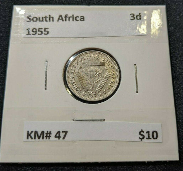 South Africa 1955 3d Threepence KM# 47 #005 #11A