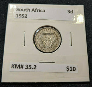 South Africa 1952 3d Threepence KM# 35.2 #007  #11A