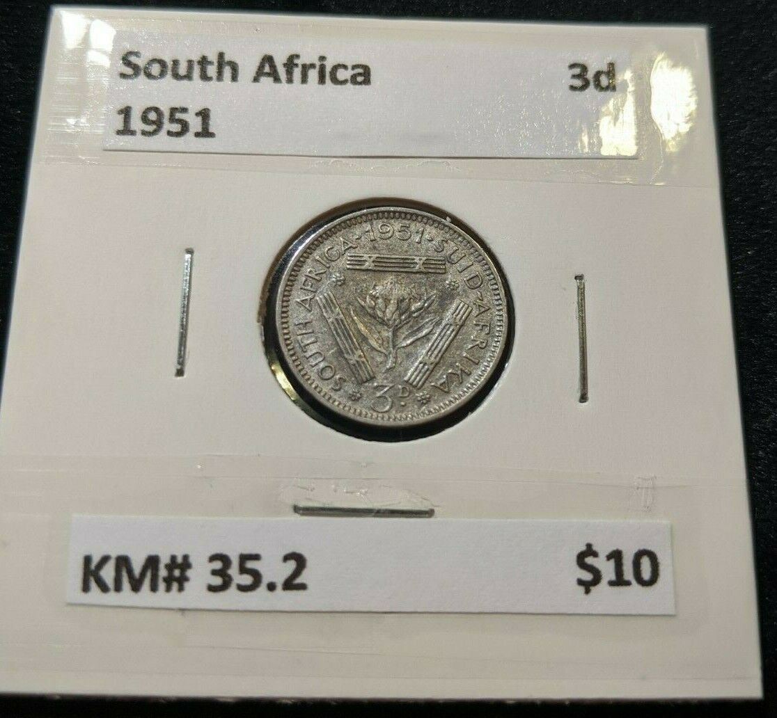 South Africa 1951 3d Threepence KM# 35.2  #002  #11A