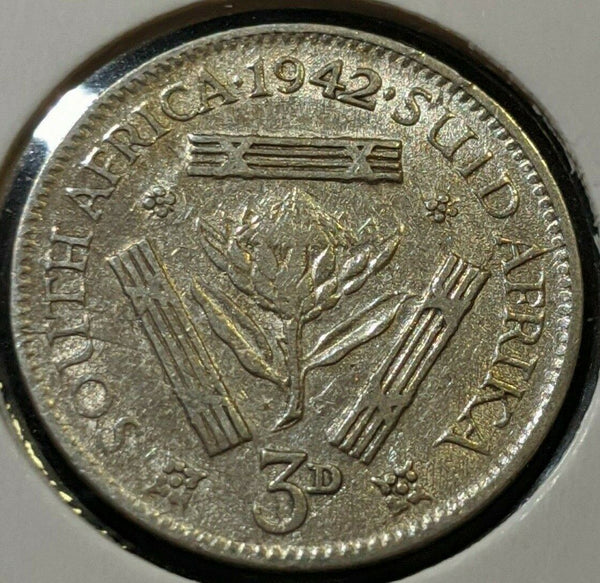 South Africa 1942 3d Threepence KM# 26 Cleaned #020  #11B