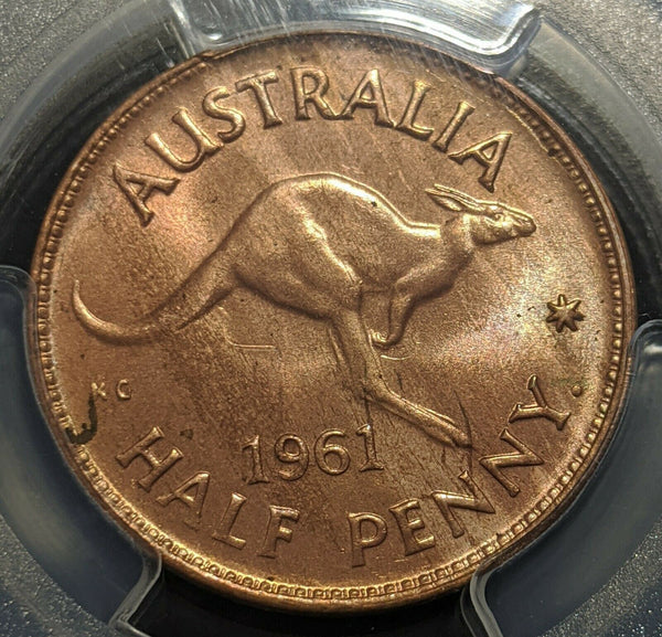 1961 (P) Half Penny 1/2d Australia PCGS MS64RD GEM UNC  #1389