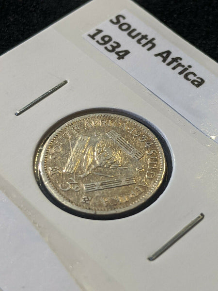 South Africa 1934 3d Threepence KM# 15.2 Cleaned #021  #11B